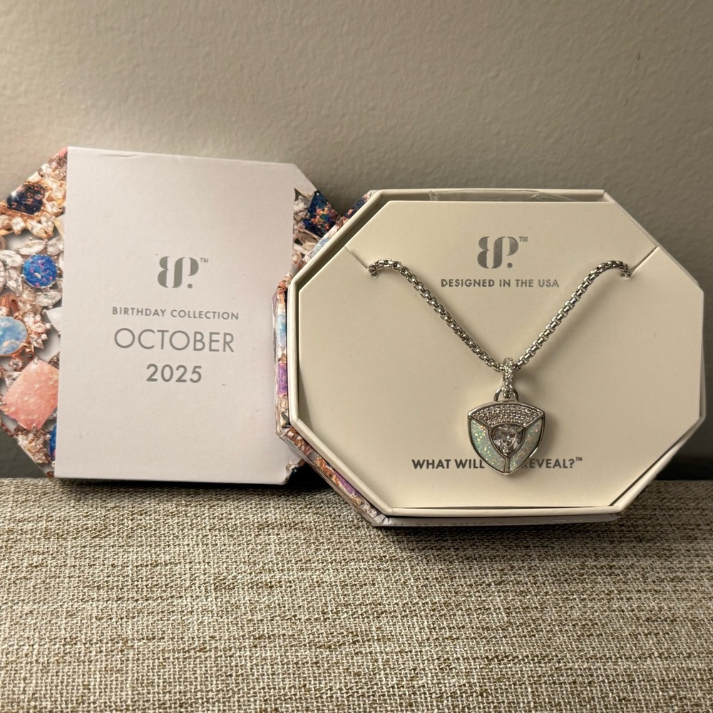 BP Silver Necklace with Iridescent Pendant